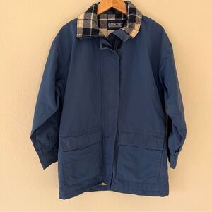 Lands End Vintage Womens Coat Medium Barn Chore Canvas Plaid Flannel